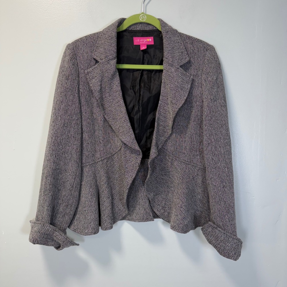 Liz Lange for Target Maternity Blazer Gray Herringbone Peplum Jacket Medium